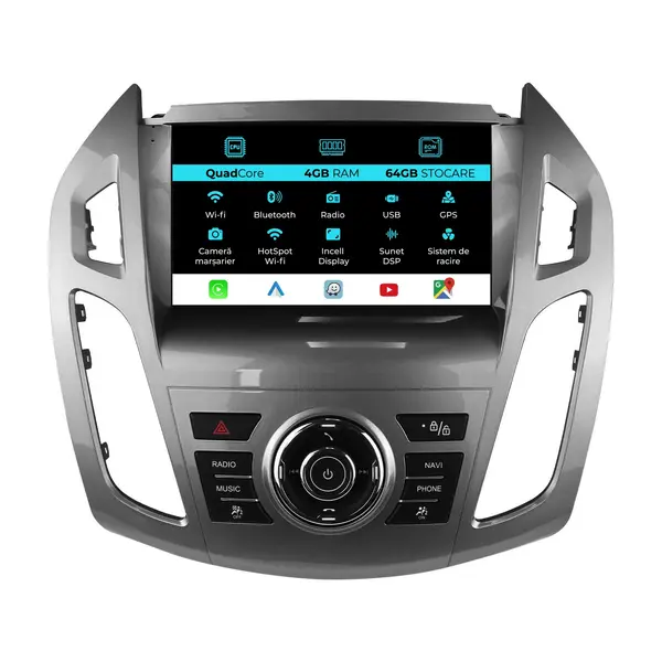 Navigatie Dedicata Ford Transit Tourneo Connect (2013-2019),QuadCore, 9Inch, 4Gb Ram, 64Gb Stocare, Carplay