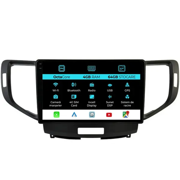 Navigatie Dedicata Honda Accord (2008-2012), 9Inch, 4Gb Ram, 64Gb Stocare, Carplay
