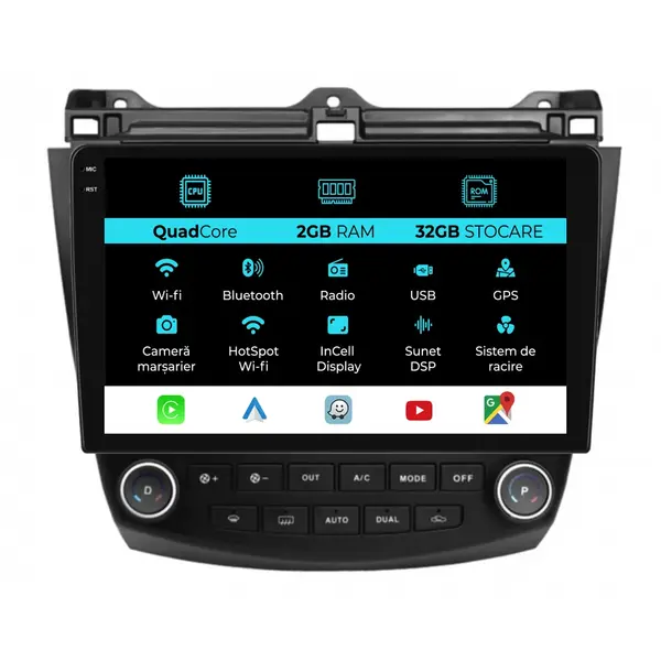 Navigatie Dedicata Honda Accord VII (2003 - 2008), 10 Inch, 2Gb Ram, 32Gb Stocare, Android Auto, Carplay