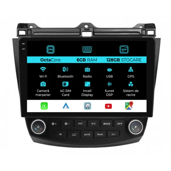 Navigatie Dedicata Honda Accord VII (2003 - 2008), 10Inch, 6Gb Ram, 128Gb Stocare, Carplay
