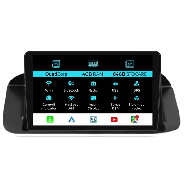 Navigatie Dedicata Honda Accord VIII (2008 - 2013), QuadCore, 9 Inch, 4Gb Ram, 64Gb Stocare, Android Auto, Carplay