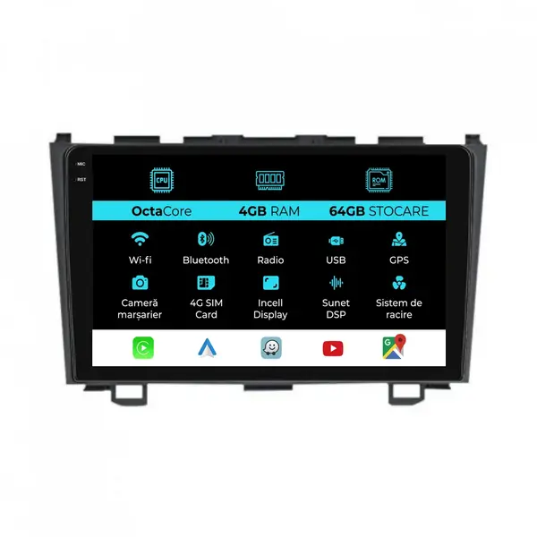 Navigatie Dedicata Honda CR-V (2001 - 2006), 9 Inch, 4Gb Ram, 64Gb Stocare, Android Auto, Carplay