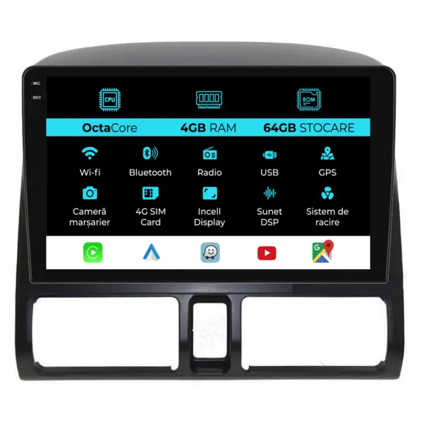 Navigatie Dedicata Honda CR-V (2001 - 2006), 9 Inch, 4Gb Ram, 64Gb Stocare, Android Auto, Carplay