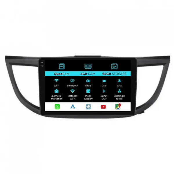Navigatie Dedicata Honda CR-V (2012 - 2016), QuadCore, 10 Inch, 4Gb Ram, 64Gb Stocare, Android Auto, Carplay