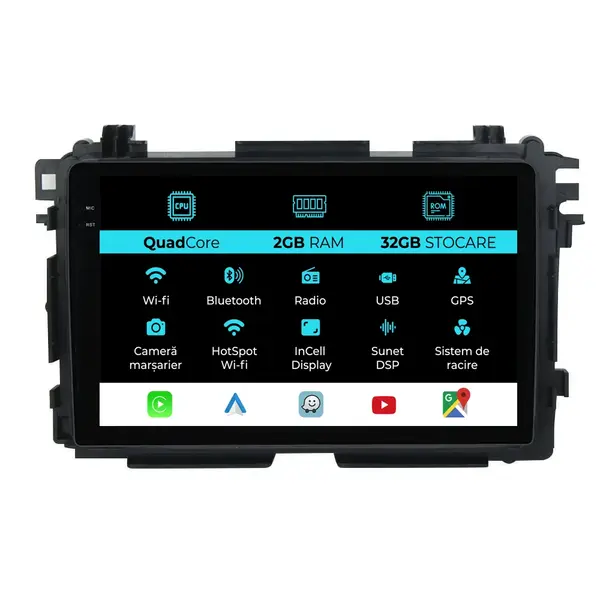 Navigatie Dedicata Honda HR-V (2014-2021), 10Inch, 2Gb Ram, 32Gb Stocare, Carplay