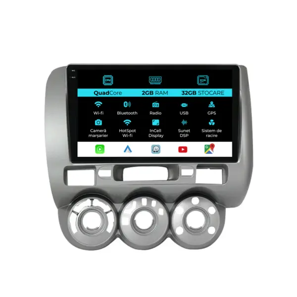 Navigatie Dedicata Honda Jazz City (2002- 2007), 9 Inch, 2Gb Ram, 32Gb Stocare, Android Auto, Carplay