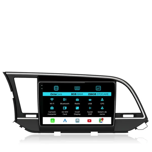 Navigatie Dedicata Hyundai Elantra (2010-2016), 9 Inch, 8Gb Ram, 256Gb Stocare, Android Auto, Carplay