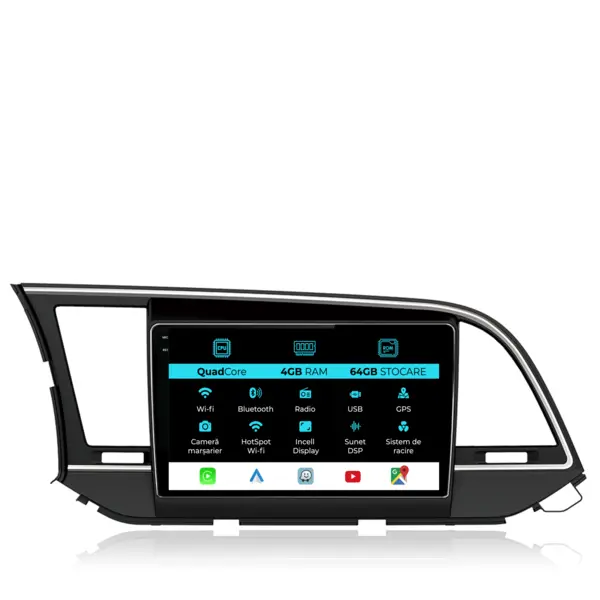 Navigatie Dedicata Hyundai Elantra (2015-2018),QuadCore, 9 Inch, 4Gb Ram, 64Gb stocare, Carplay