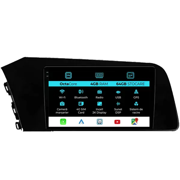 Navigatie Dedicata Hyundai Elantra (2020-2025), 2K, 4Gb Ram, 64Gb Stocare, Carplay