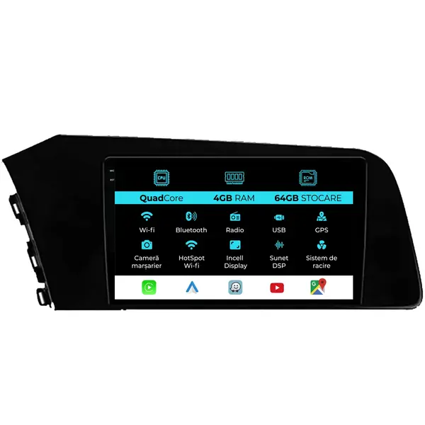 Navigatie Dedicata Hyundai Elantra (2020-2025),QuadCore, 9Inch, 4Gb Ram, 64Gb Stocare, Carplay