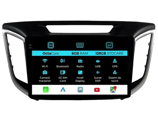 Navigatie Dedicata Hyundai IX25 (2015-2019), 10Inch, 6Gb Ram, 128Gb Stocare, Carplay