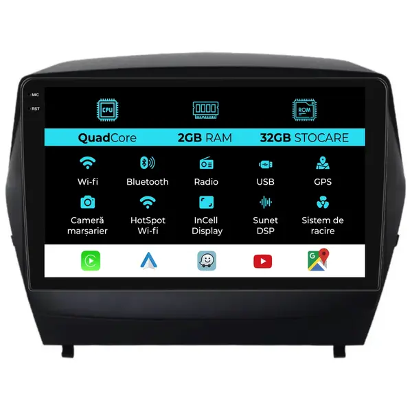 Navigatie Dedicata Hyundai IX35 (2009 - 2015), 10Inch, 2Gb Ram, 32Gb stocare, Carplay