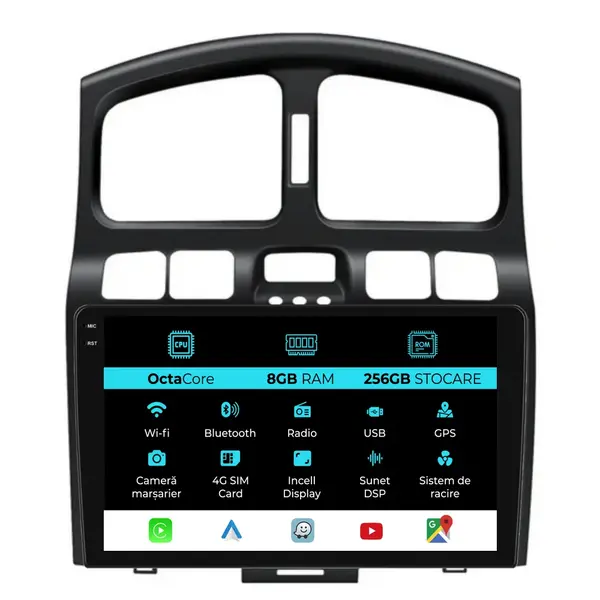 Navigatie Dedicata Hyundai Santa Fe (2000-2006), 9 Inch, 8Gb Ram, 258Gb Stocare, Android Auto, Carplay