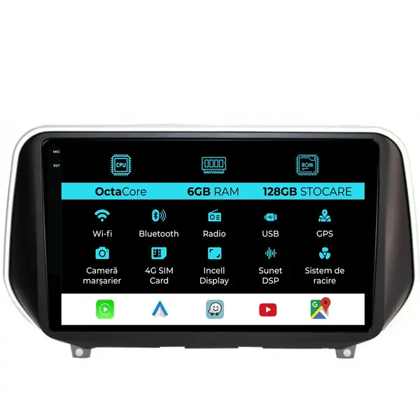Navigatie Dedicata Hyundai SantaFe (2018-2024), 9 Inch, 6Gb Ram, 128Gb Stocare, Android Auto, Carplay