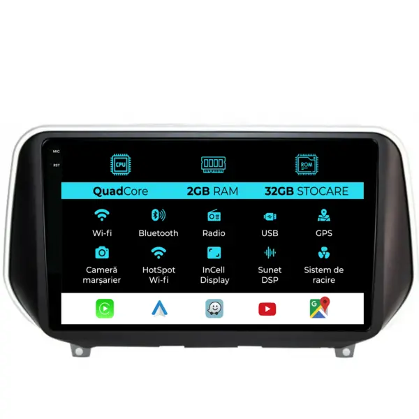 Navigatie Dedicata Hyundai SantaFe (2018-2024), 9Inch, 2Gb Ram, 32Gb Stocare, Carplay