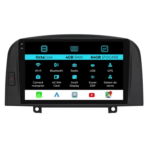 Navigatie Dedicata Hyundai Sonata (2004-2008), 9Inch, 4Gb Ram, 64Gb Stocare, Carplay