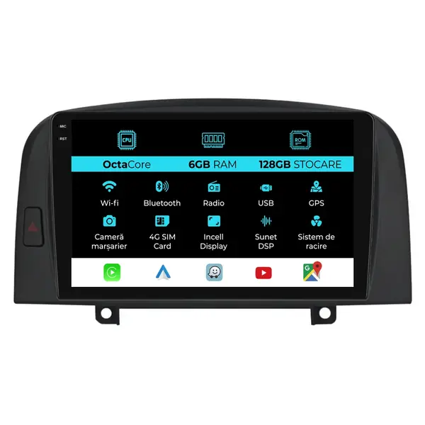 Navigatie Dedicata Hyundai Sonata (2004-2008), 9Inch, 6Gb Ram, 128Gb Stocare, Carplay