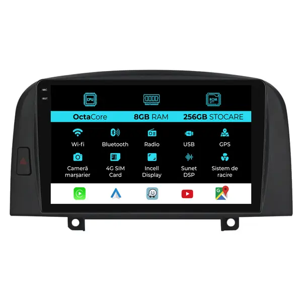 Navigatie Dedicata Hyundai Sonata (2004-2008), 9Inch, 8Gb Ram, 256Gb Stocare, Carplay