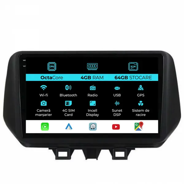 Navigatie Dedicata Hyundai Tucson (2018-2020), 9 Inch, 4Gb Ram, 64Gb stocare, Carplay