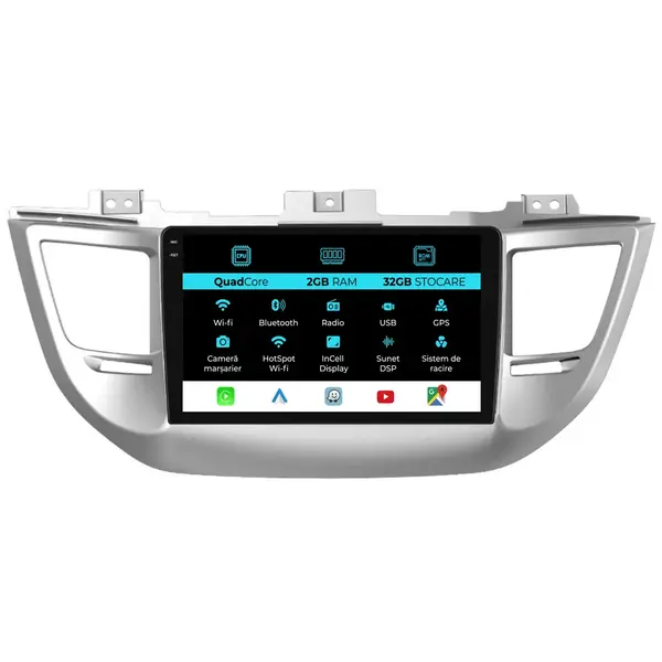 Navigatie Dedicata Hyundai Tucson, IX35 (2015-2018), 9Inch, 2Gb Ram, 32Gb Stocare, Carplay