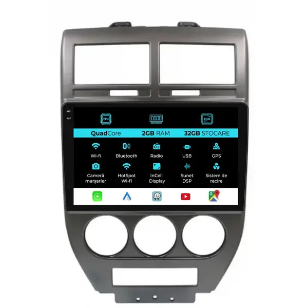 Navigatie Dedicata Jeep Compass (2006-2010), 9 Inch, 2Gb Ram, 32Gb Stocare, Android Auto, Carplay