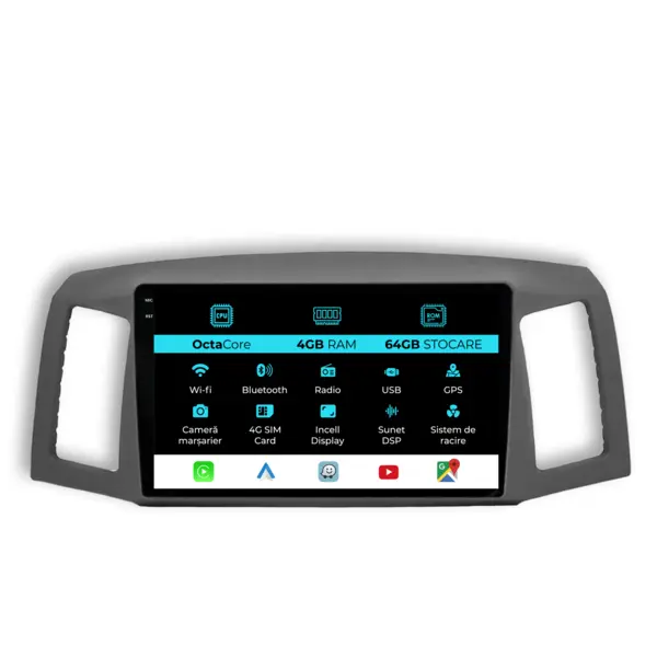 Navigatie Dedicata Jeep Grand Cherokee (2004-2007), 10 Inch, 4Gb Ram, 64Gb Stocare, Android Auto, Carplay