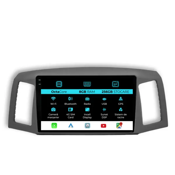 Navigatie Dedicata Jeep Grand Cherokee (2004-2007), 10Inch, 8Gb Ram, 256Gb Stocare, Carplay