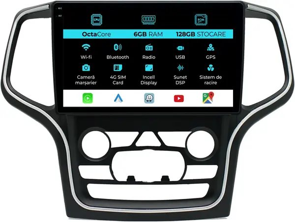Navigatie Dedicata Jeep Grand Cherokee (2010-2014), 10 Inch, 6Gb Ram, 128Gb Stocare, Android Auto, Carplay