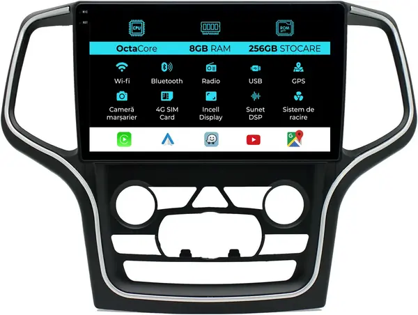 Navigatie Dedicata Jeep Grand Cherokee (2013-2020) , 10Inch, 8Gb Ram, 256Gb Stocare, Carplay