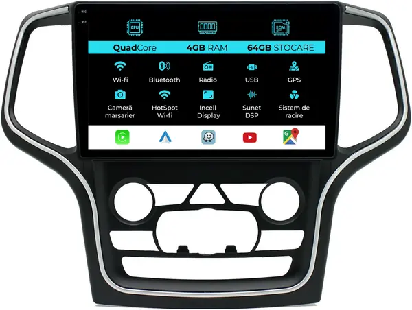 Navigatie Dedicata Jeep Grand Cherokee (2013-2020) ,QuadCore, 10Inch, 4Gb Ram, 64Gb Stocare, Carplay
