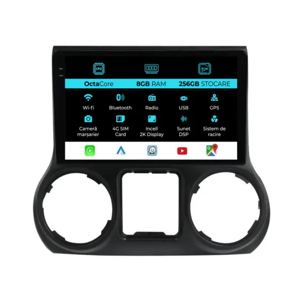 Navigatie Dedicata Jeep Wrangler (2011-2017), 2K, 8Gb Ram, 256Gb Stocare, Carplay