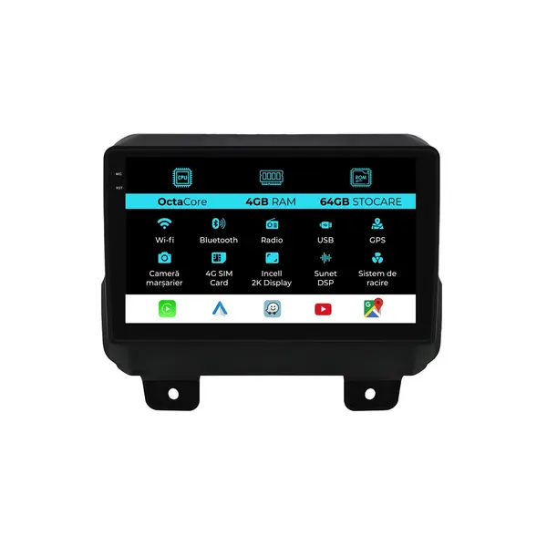 Navigatie Dedicata Jeep Wrangler (2018-2022), 2K, 4Gb Ram, 64Gb Stocare, Android Auto, Carplay
