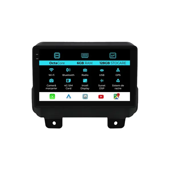 Navigatie Dedicata Jeep Wrangler (2018-2022), 9 Inch, 6Gb Ram, 128Gb Stocare, Android Auto, Carplay