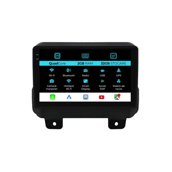 Navigatie Dedicata Jeep Wrangler 4 (2018-2022), 9Inch, 2Gb Ram, 32Gb Stocare, Carplay