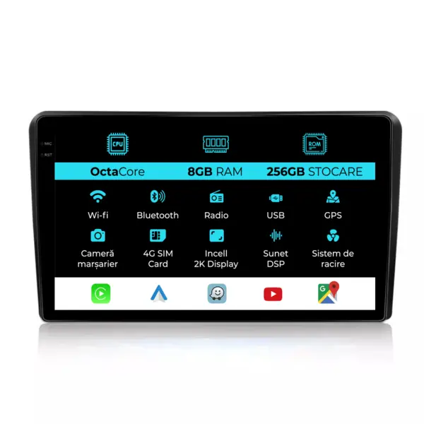 Navigatie Dedicata Kia Ceed (2006-2012), 2K, 8Gb Ram, 256Gb Stocare, Carplay