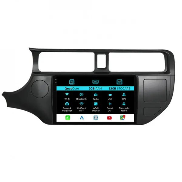 Navigatie Dedicata Kia Rio (2011-2014), 9 Inch, 2Gb Ram, 32Gb Stocare, Android Auto, Carplay