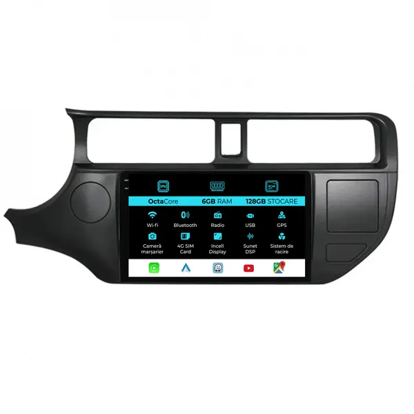 Navigatie Dedicata Kia Rio (2011-2014), 9 Inch, 6Gb Ram, 128Gb Stocare, Android Auto, Carplay