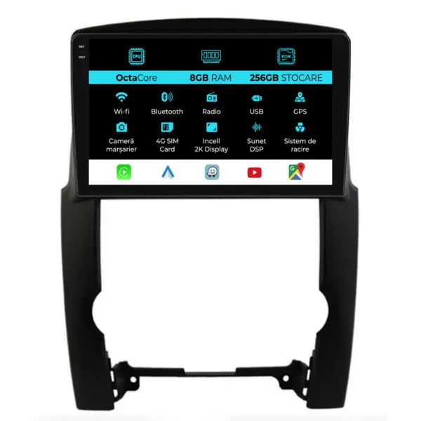 Navigatie Dedicata Kia Sorento (2009-2012), 2K, 8Gb Ram, 256Gb Stocare, Carplay