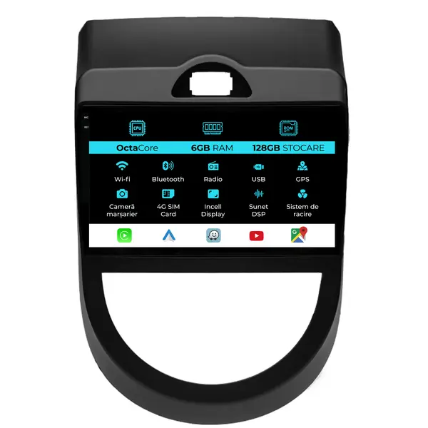 Navigatie Dedicata Kia Soul (2009-2013), 9 Inch, 6Gb Ram, 128Gb Stocare, Android Auto, Carplay