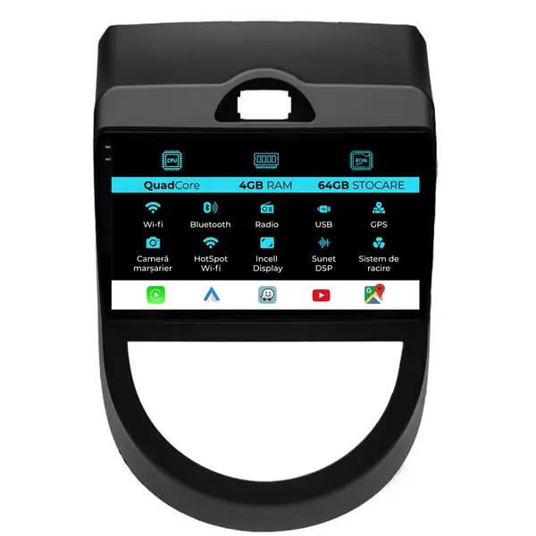 Navigatie Dedicata Kia Soul (2009-2013),QuadCore, 9 Inch, 4Gb Ram, 64Gb Stocare, Android Auto, Carplay