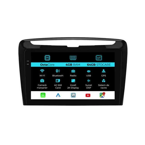 Navigatie Dedicata Lancia Ypsilon (2012-2020), 2K, 4Gb Ram, 64Gb Stocare, Carplay