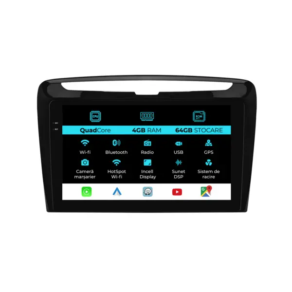 Navigatie Dedicata Lancia Ypsilon (2012-2020),QuadCore, 9Inch, 4Gb Ram, 64Gb Stocare, Carplay