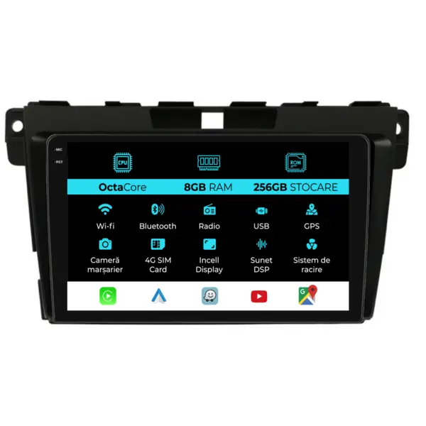 Navigatie Dedicata Mazda CX-7 (2008-2015), 9Inch, 8Gb Ram, 256Gb Stocare, CarPlay