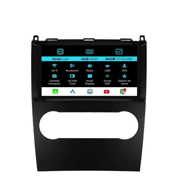 Navigatie Dedicata Mercedes Benz A B Class (2004-2011), 9Inch, 4Gb Ram, 64Gb Stocare, Carplay