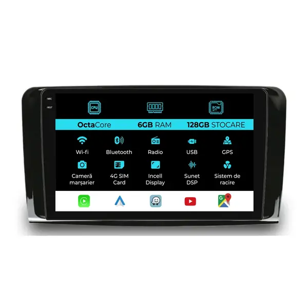 Navigatie Dedicata Mercedes-Benz ML W164 (2005 - 2011), 9 Inch, 6Gb Ram, 128Gb Stocare, Android Auto, Carplay