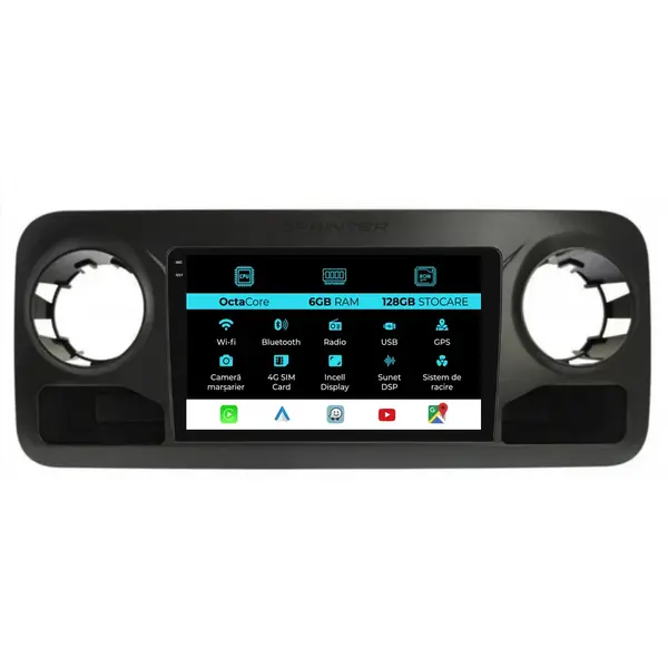 Navigatie Dedicata Mercedes-Benz Sprinter (2006 - 2018), 10 Inch, 6Gb Ram, 128Gb Stocare, Android Auto, Carplay