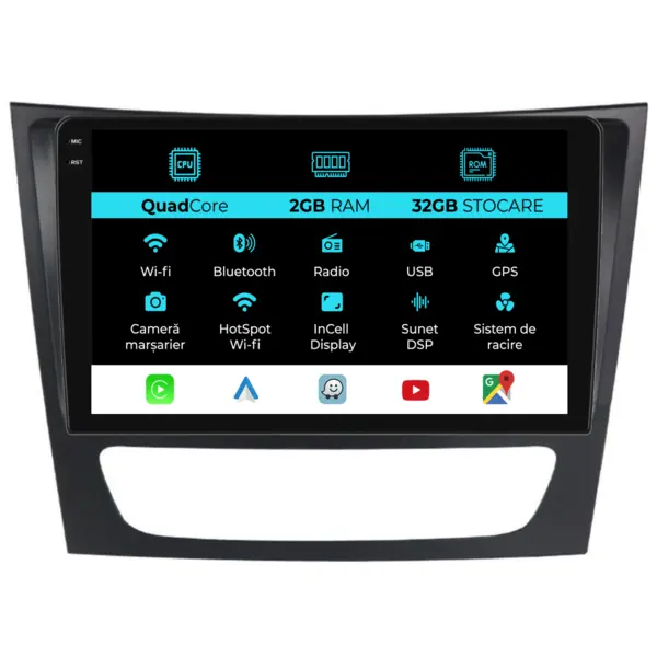 Navigatie Dedicata Mercedes E-Class W211 (2002 - 2010), 9Inch, 2Gb Ram, 32Gb Stocare, Carplay