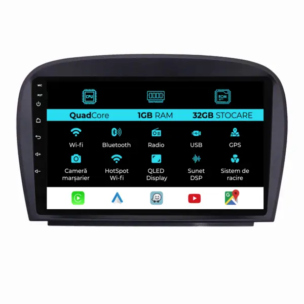 Navigatie Dedicata Mercedes SL R230 (2001-2011), 9Inch, 1Gb Ram, 32Gb Stocare, Carplay