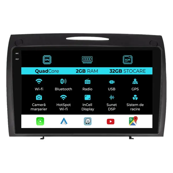 Navigatie Dedicata Mercedes SLK (2004-2011), 9Inch, 2Gb Ram, 32Gb Stocare, Carplay