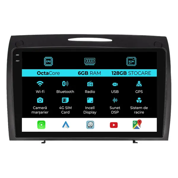 Navigatie Dedicata Mercedes SLK (2004-2011), 9Inch, 6Gb Ram, 128Gb Stocare, Carplay